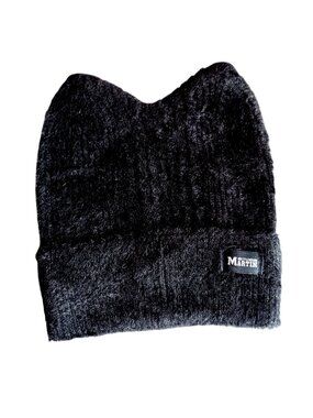 Black Fuzzy Knit Beanie Hat With Folded Brim - Martin New Style